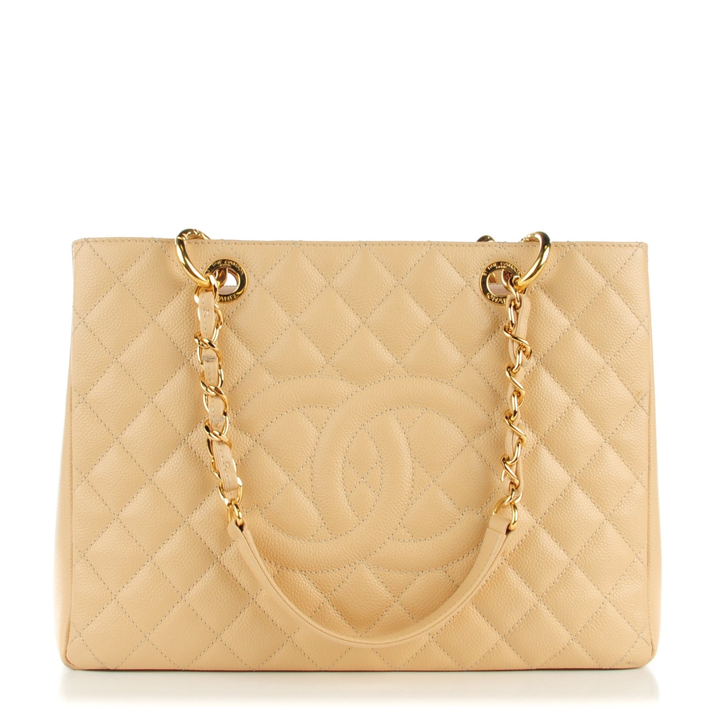 Caviar Quilted Grand Shopping Tote GST Beige Clair