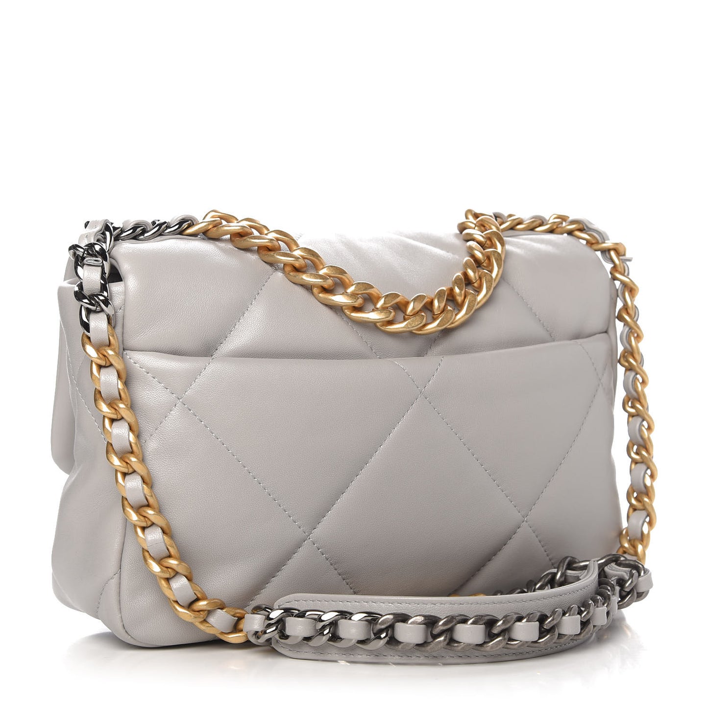 Lambskin Quilted Medium Chanel 19 Flap Grey