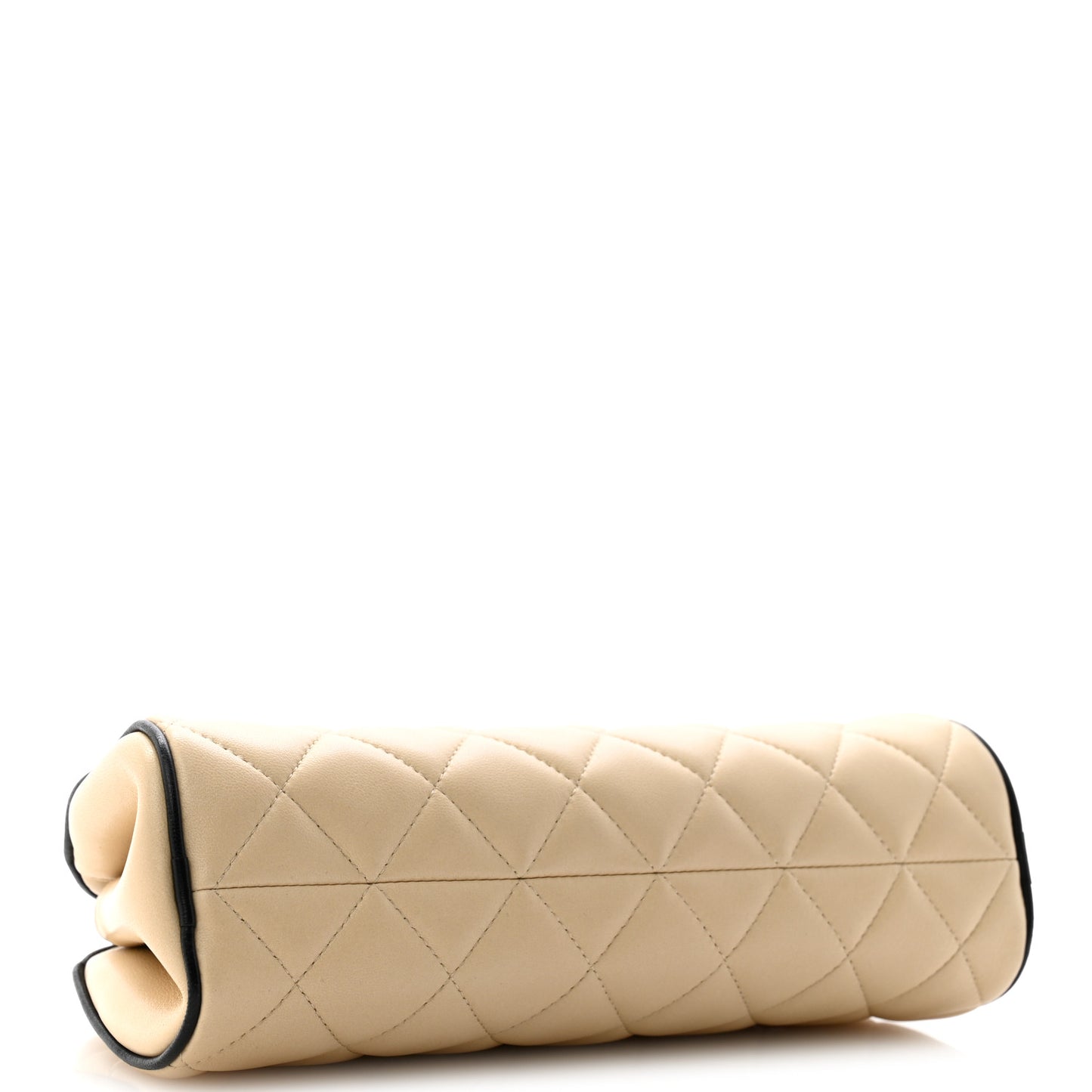 Lambskin Quilted Eyes On You Clutch With Chain Beige