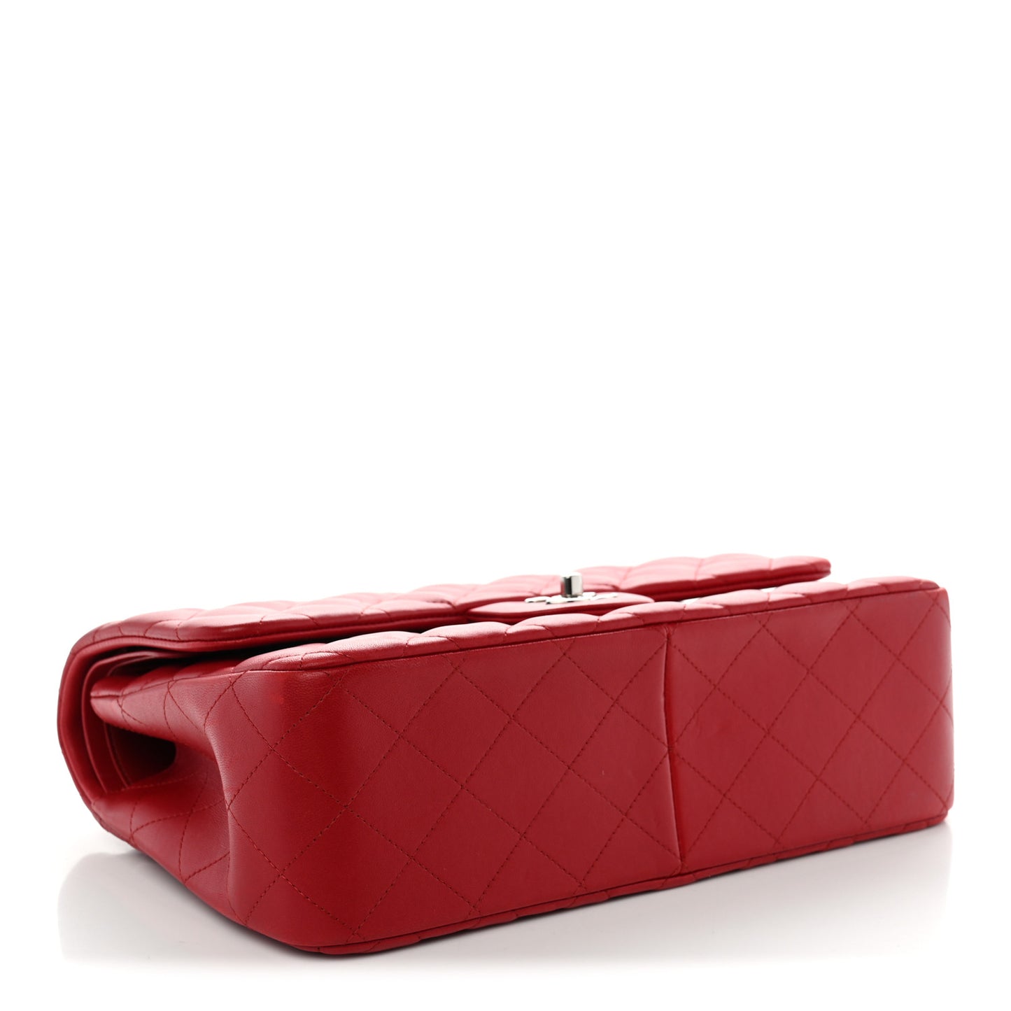 Lambskin Quilted Jumbo Double Flap Red
