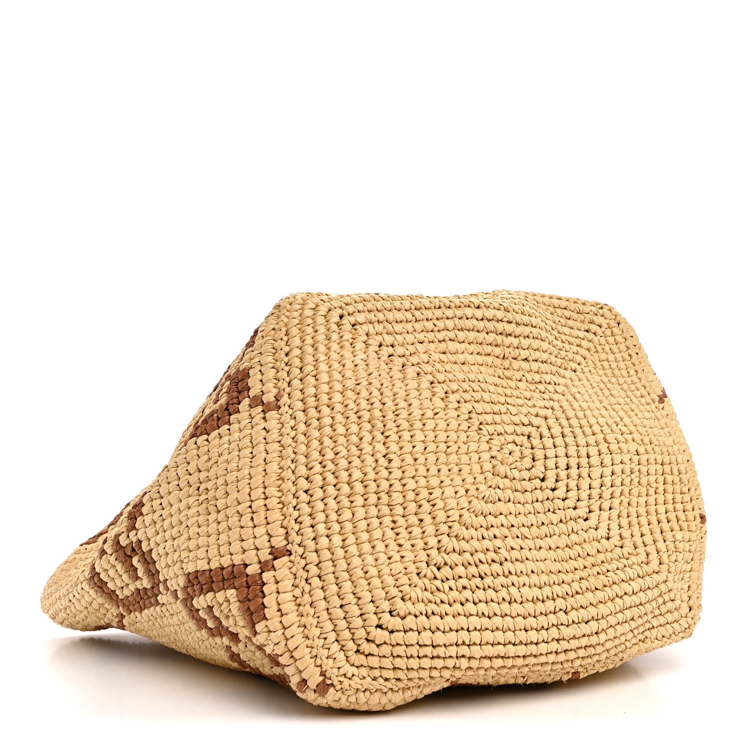 Gucci Raffia Woven Monogram Jumbo Medium Tote Natural Brown 4 of 10