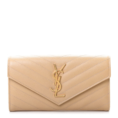 Saint Laurent Grain De Poudre Matelasse Chevron Monogram Flap Wallet Nude Powder 1 of 8
