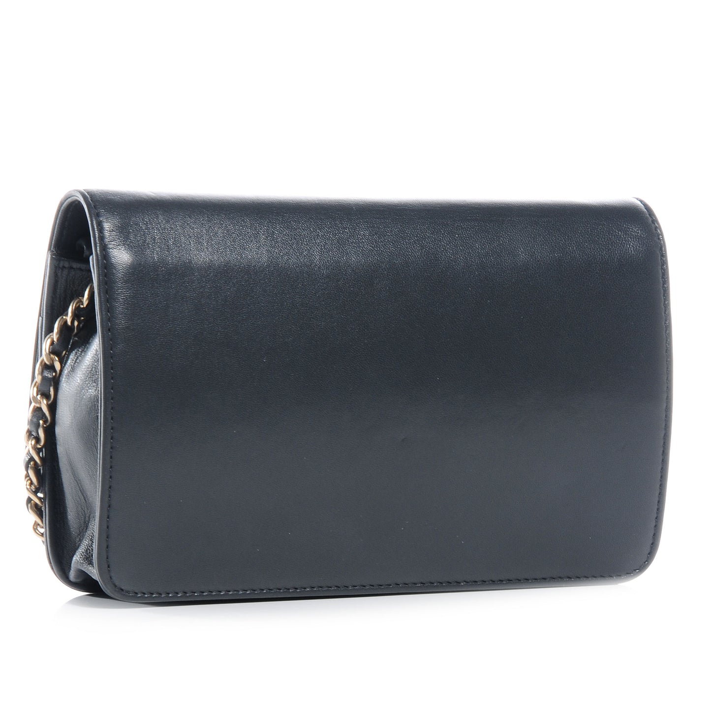 Lambskin Timeless CC Wallet on Chain WOC Gray