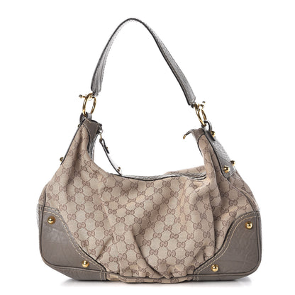 Gucci Monogram Medium Jockey Hobo Grey 1 of 9