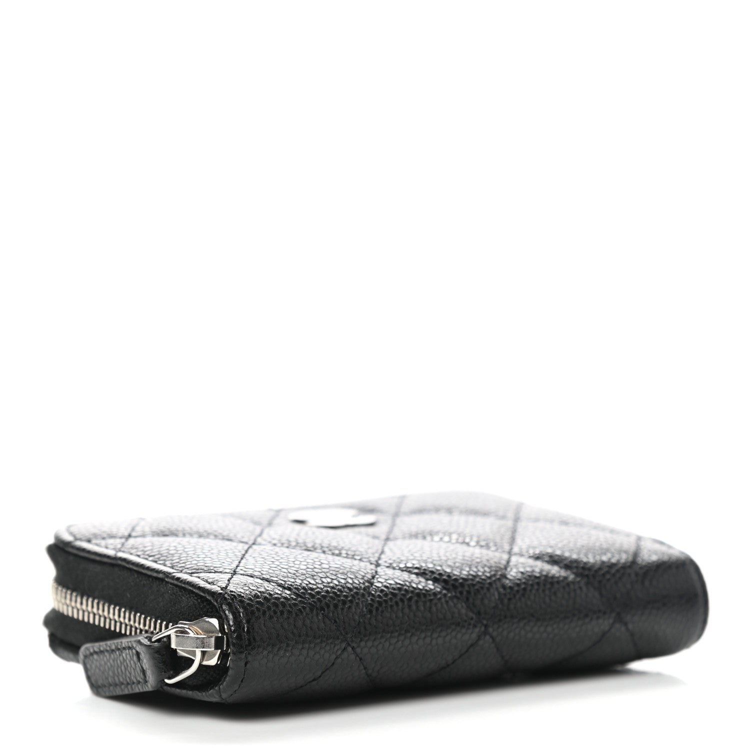 Chanel Caviar Quilted Zip Around Coin Purse Wallet On Chain Black 4 of 7