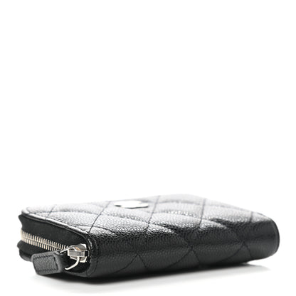 Chanel Caviar Quilted Zip Around Coin Purse Wallet On Chain Black 4 of 7
