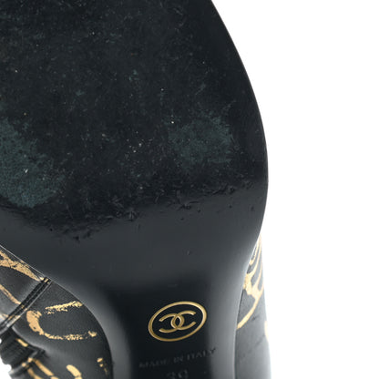 Chanel Calfskin Graffiti Short Boots 39 Black Gold 6 of 9