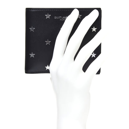 Saint Laurent Calfskin Star Print Bi-Fold Wallet Black 2 of 7