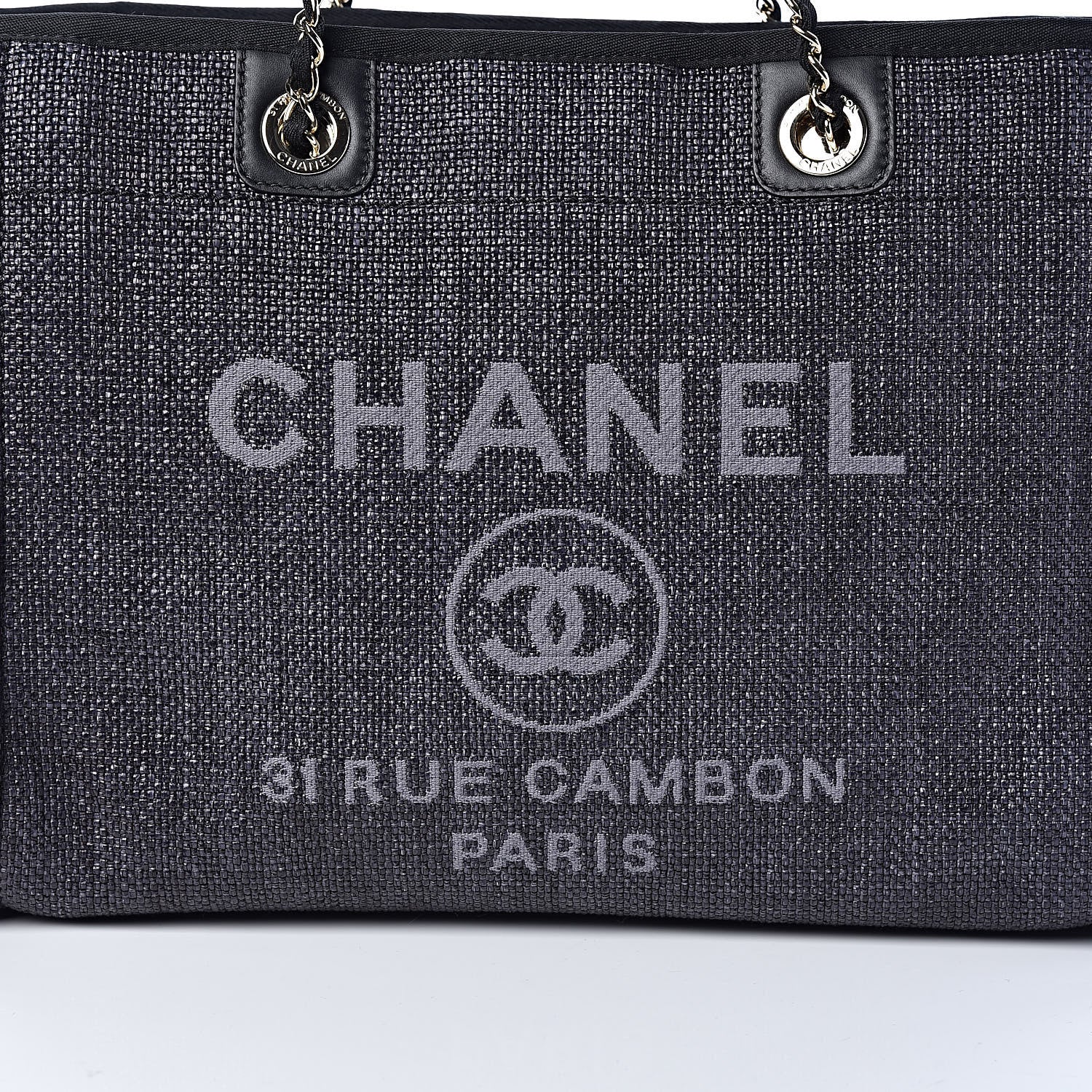 Chanel Woven Straw Raffia Small Deauville Tote Black 10 of 10