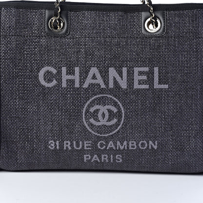 Chanel Woven Straw Raffia Small Deauville Tote Black 10 of 10