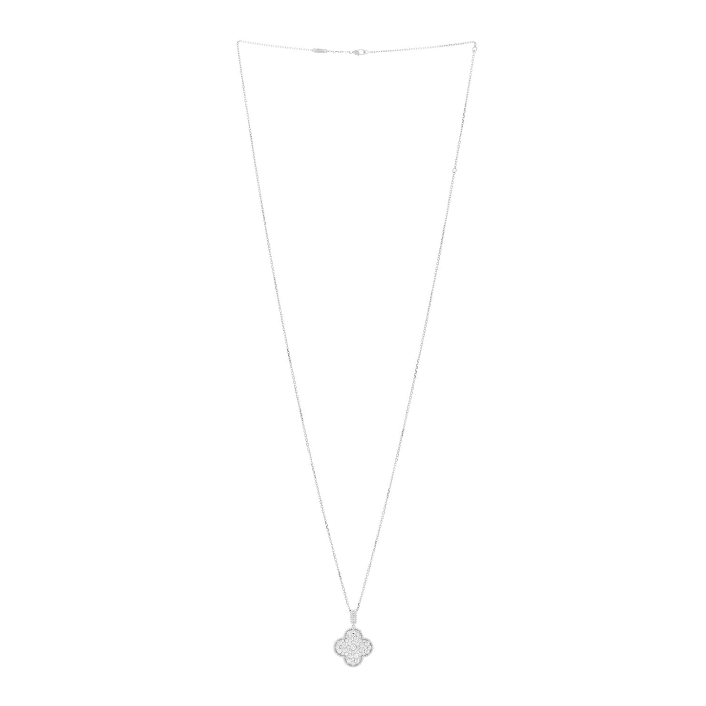 18K White Gold Diamond Magic Alhambra Long Necklace