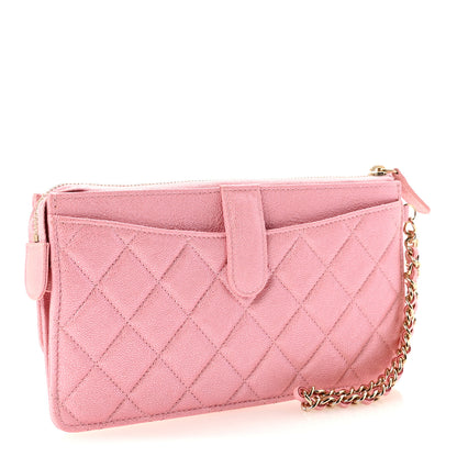 Chanel Iridescent Caviar Quilted Classic Pouch With Handle Rose Pink 3 of 8