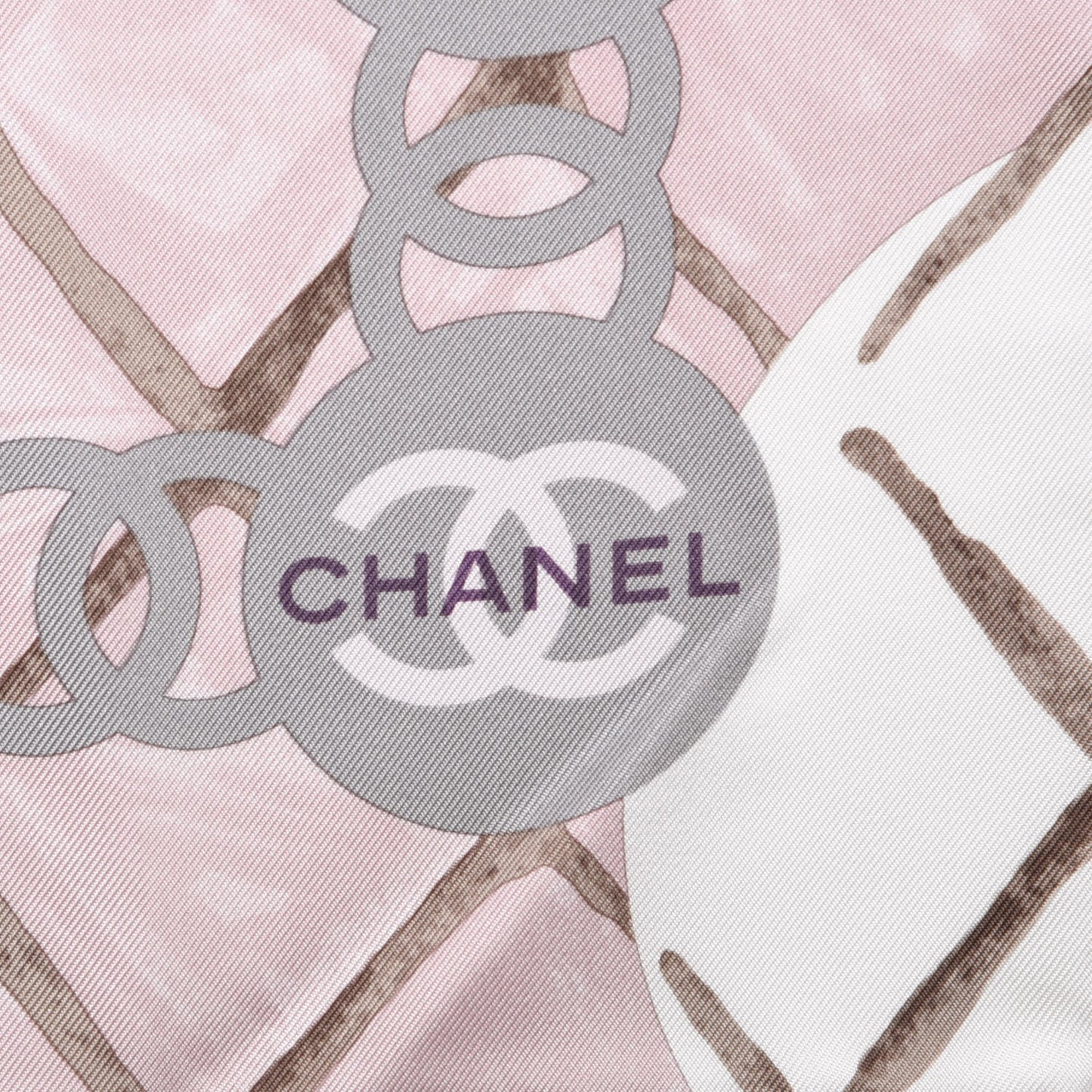 Silk Camellia Square Scarf Ivory Pink