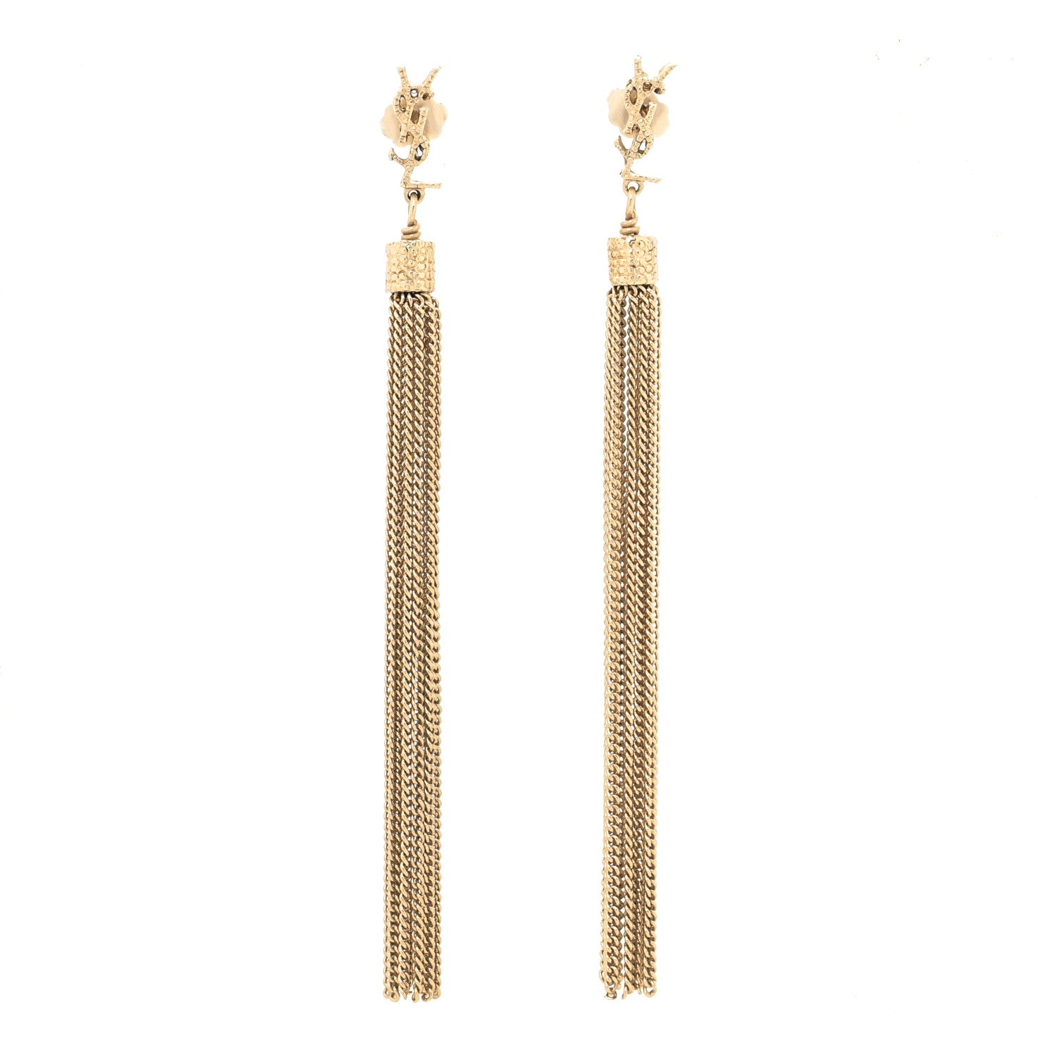 Saint Laurent Metal Monogram Loulou Tassel Earrings Gold 1 of 3