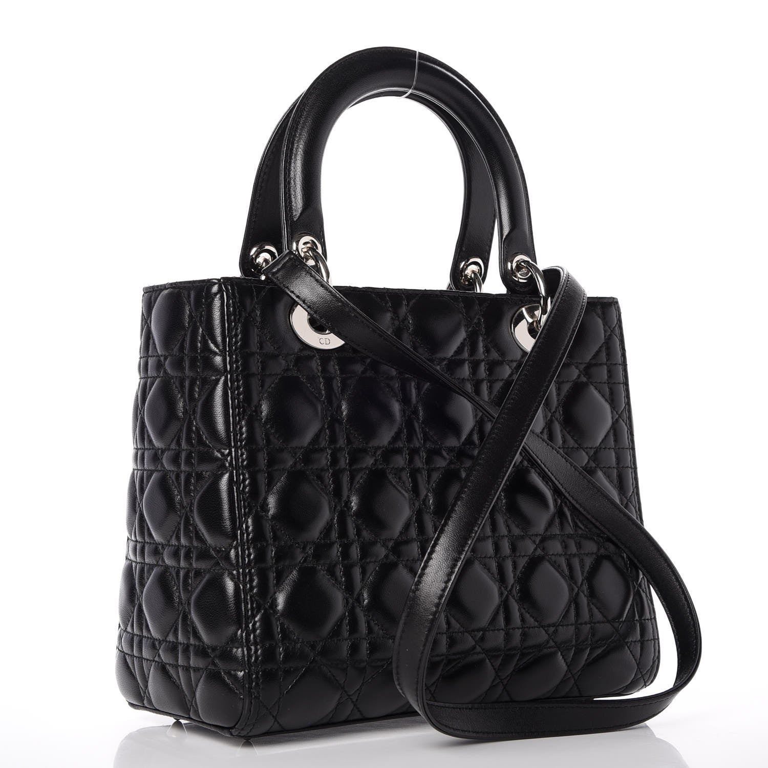 Christian Dior Lambskin Cannage Medium Lady Dior Black 4 of 9