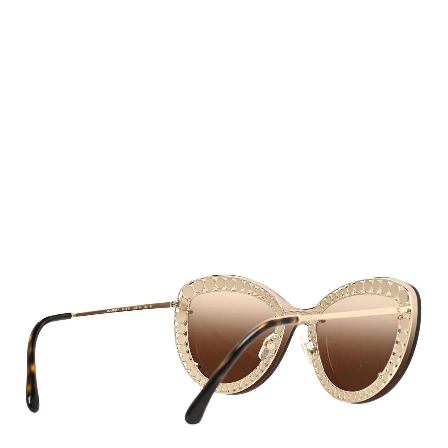 Acetate Metal Pearl Butterfly Sunglasses 4236-H Brown