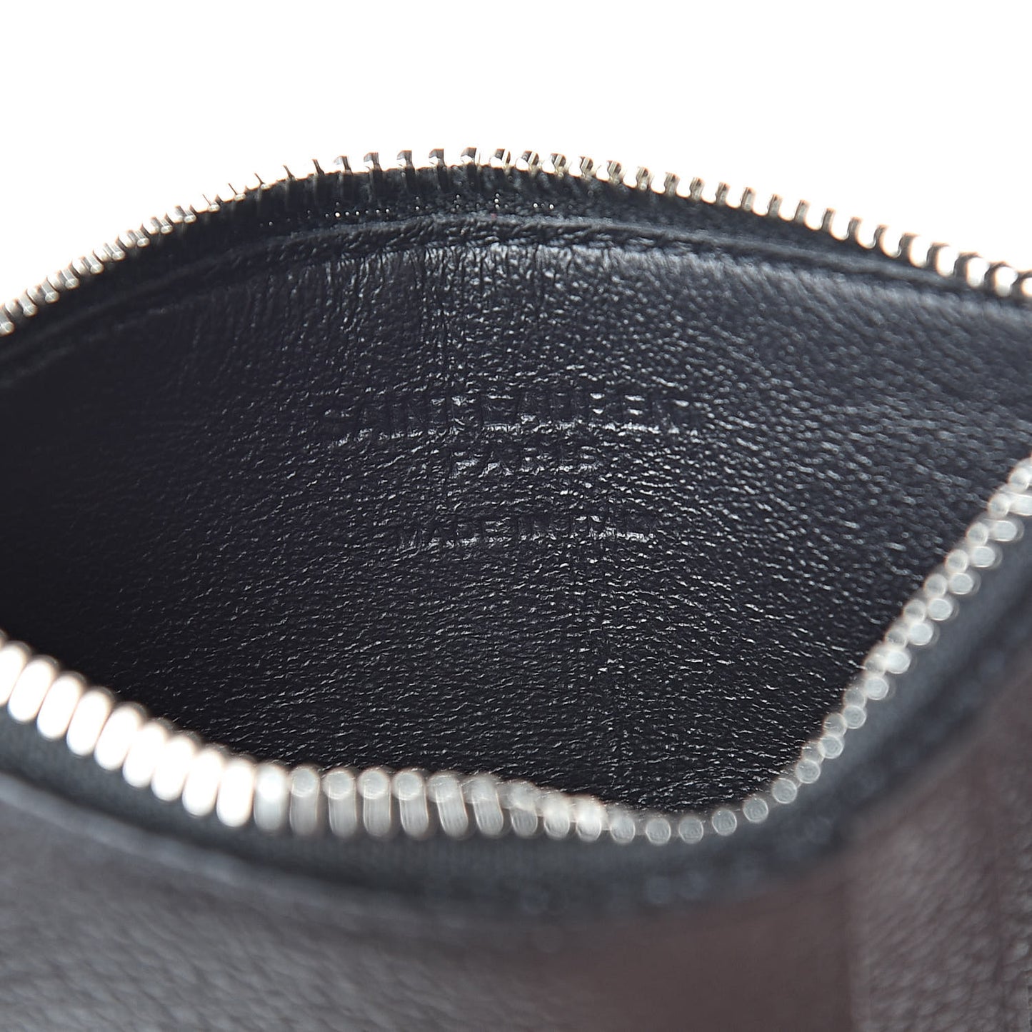 Grained Calfskin 5 Fragments Zip Pouch Card Holder Black