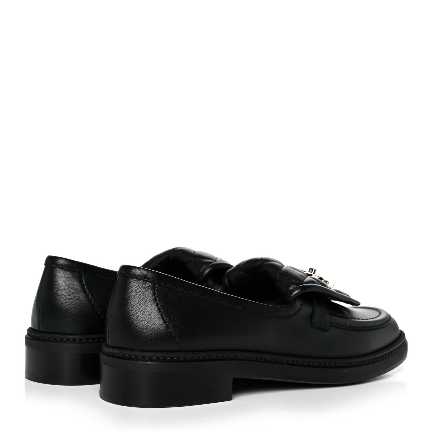 Chanel Lambskin Quilted CC Turnlock Loafers 38 Black 4 of 9