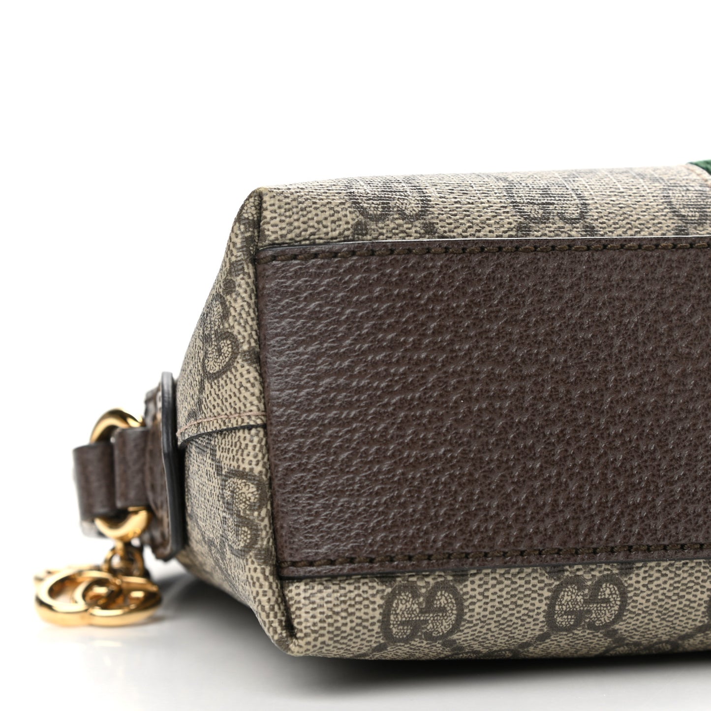 GG Supreme Monogram Textured Dollar Calfskin Web Small Ophidia Dome Shoulder Bag Beige Ebony New Acero