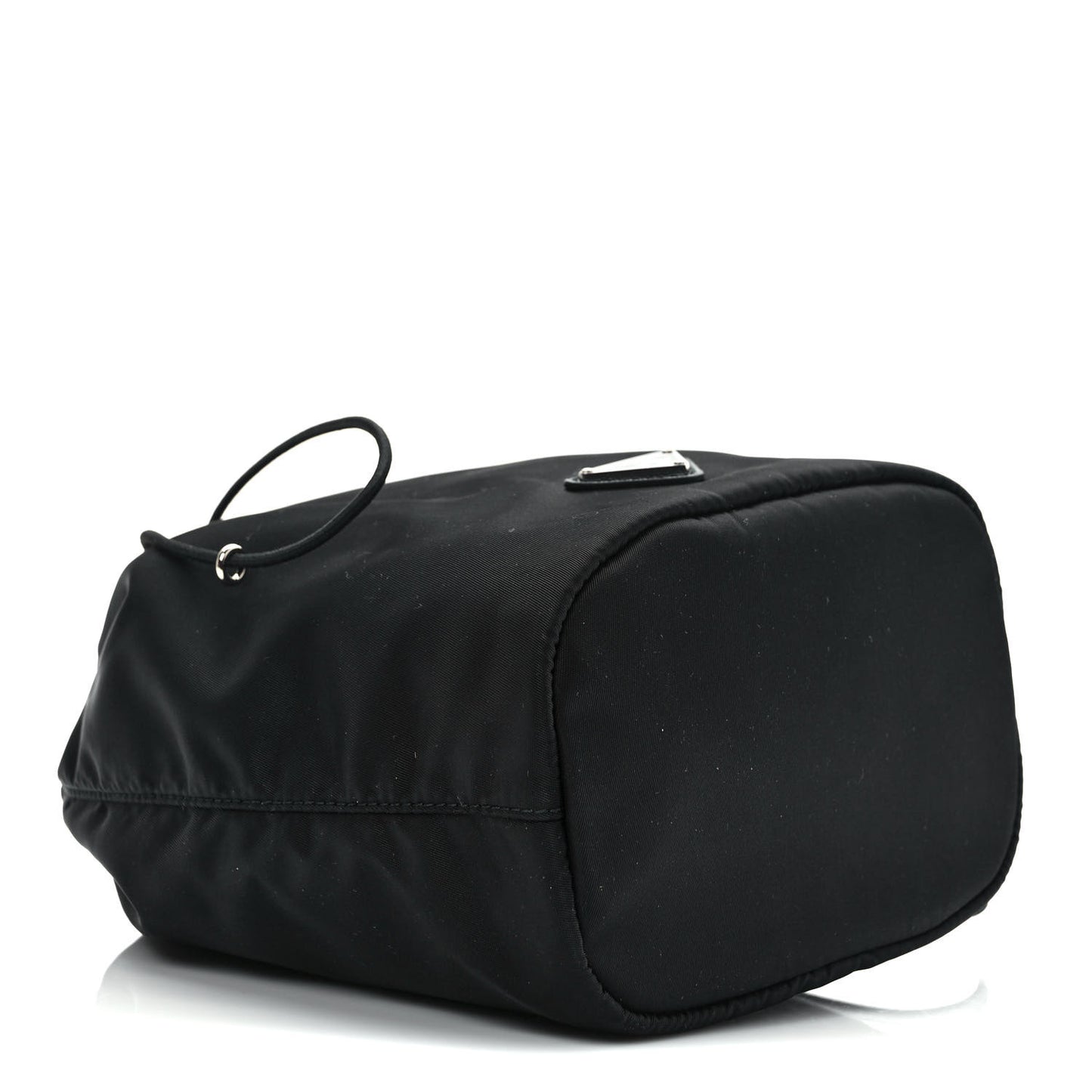 Saffiano Tessuto Nylon Vela Bucket Wristlet Black