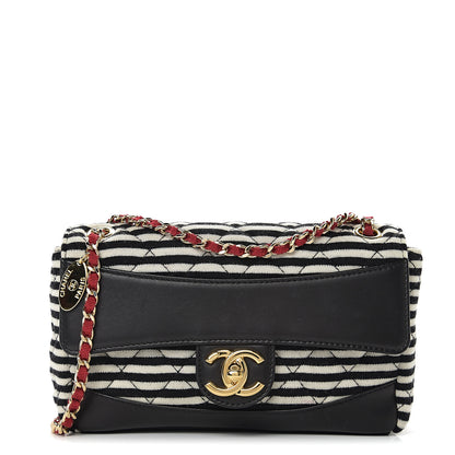 Chanel Jersey Quilted Small Coco Sailor Flap Black White 1 of 9