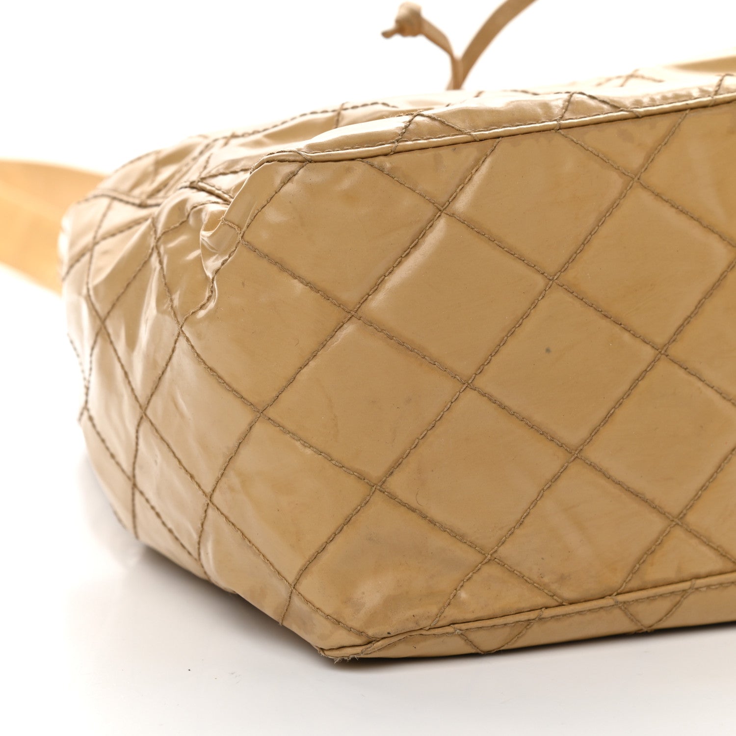 Chanel Vinyl Quilted Drawstring Shoulder Bag Beige 8 of 9