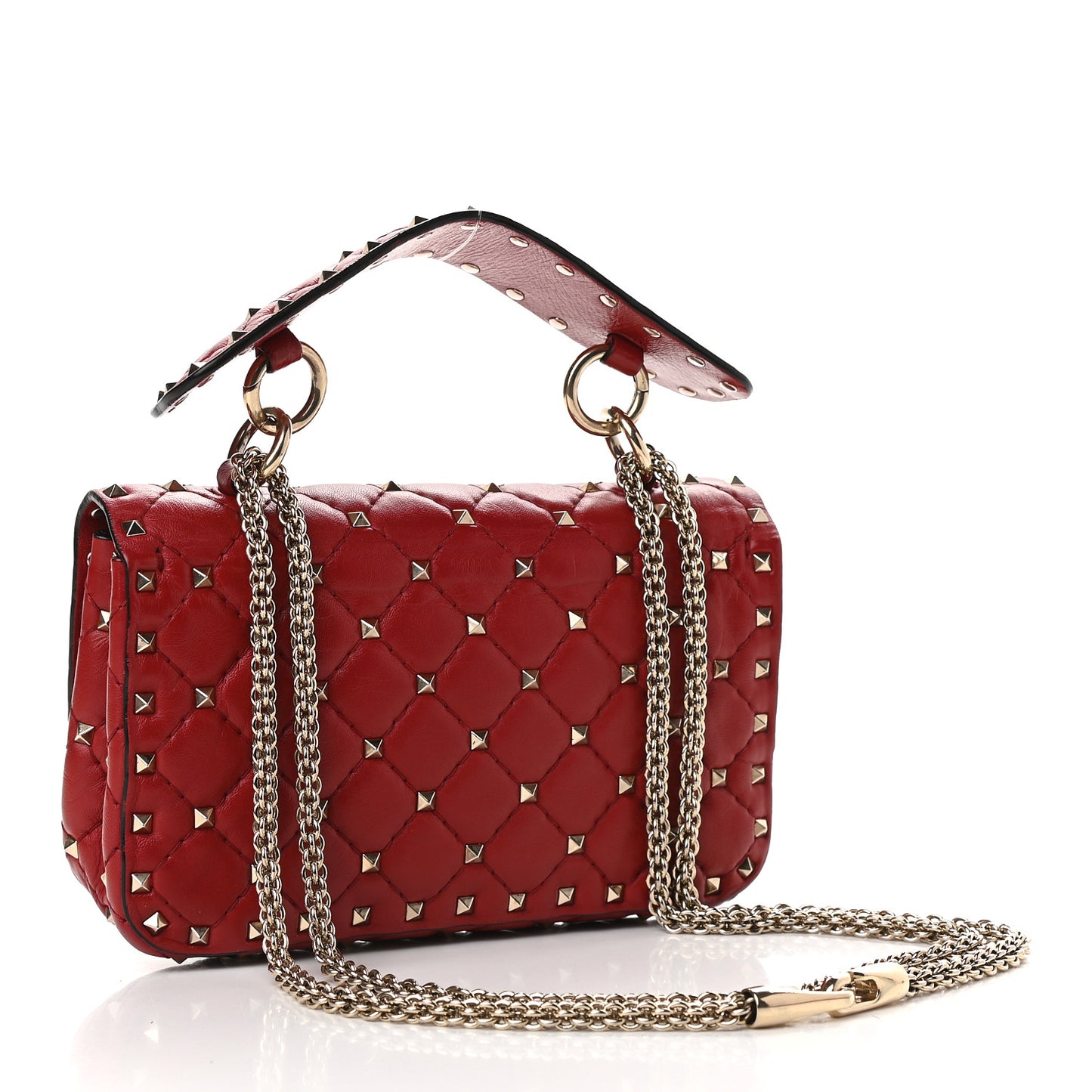 Nappa Small Rockstud Spike Shoulder Bag Rosso Valentino