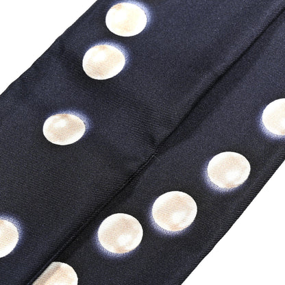 Chanel Silk Pearl CC Slim Bandeau Scarf Navy 4 of 4