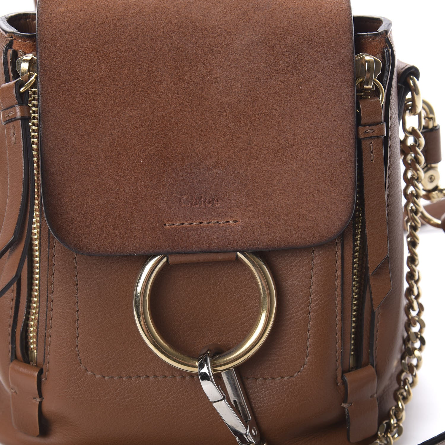 Chloe Suede Calfskin Mini Faye Backpack Tan 9 of 9