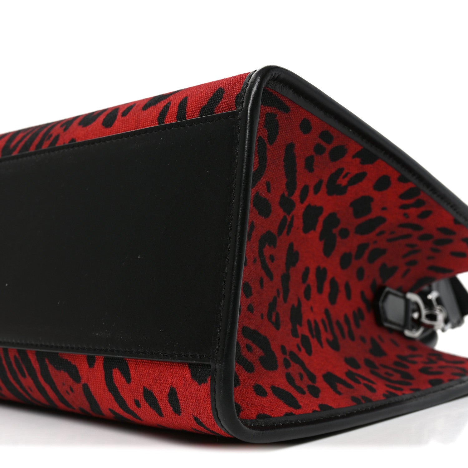 Dolce & Gabbana Dauphine Leopard Logo Market Bag Red Black 9 of 9