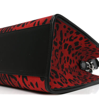 Dolce & Gabbana Dauphine Leopard Logo Market Bag Red Black 9 of 9