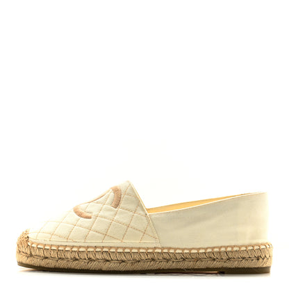 Chanel Fabric Biarritz CC Espadrilles 41 White Gold 1 of 10