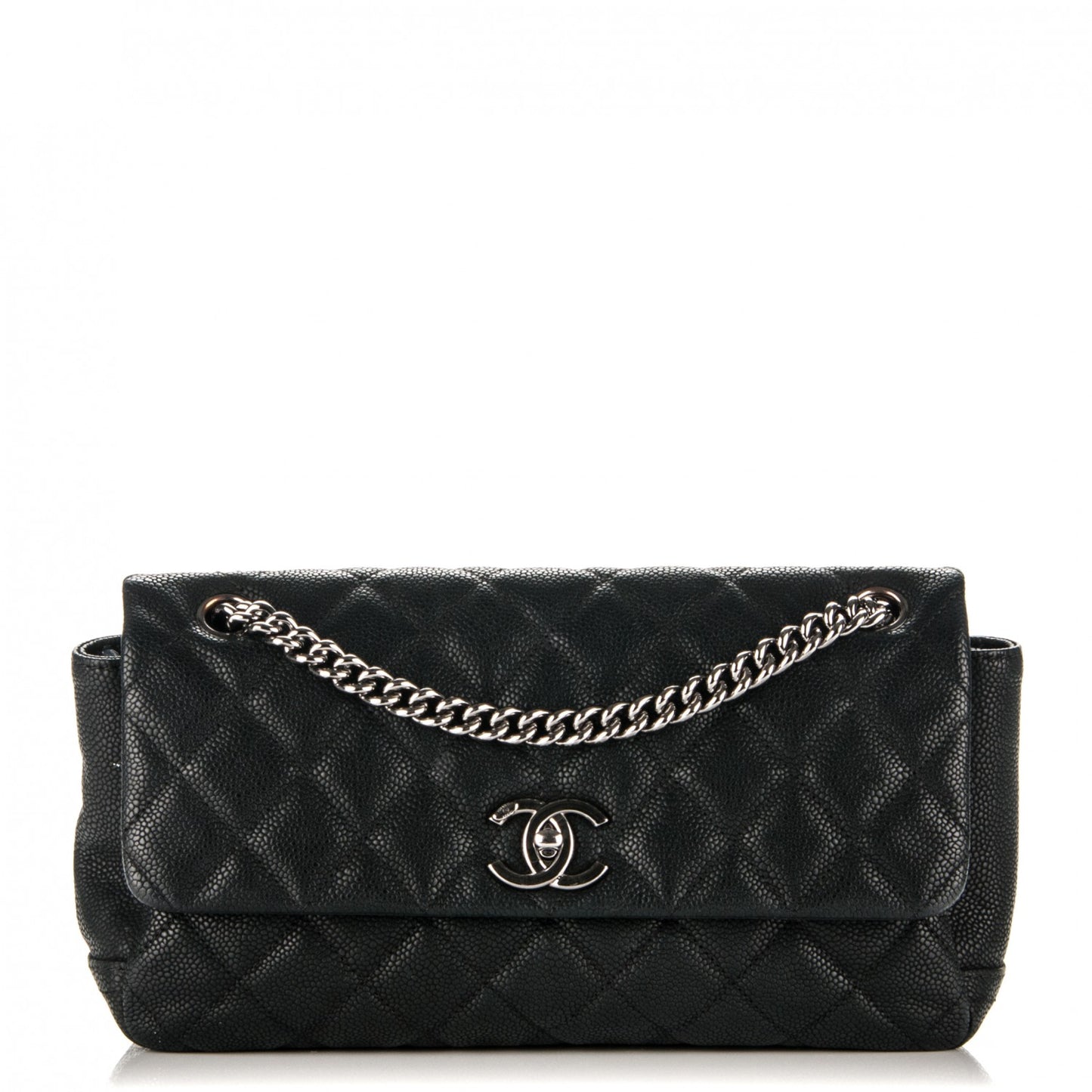Caviar Quilted Medium Simply CC Flap Black