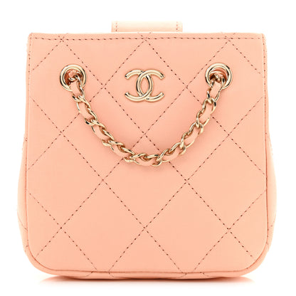 Chanel Lambskin Quilted Tiny Shopping Clutch With Chain Light Beige 1 of 8