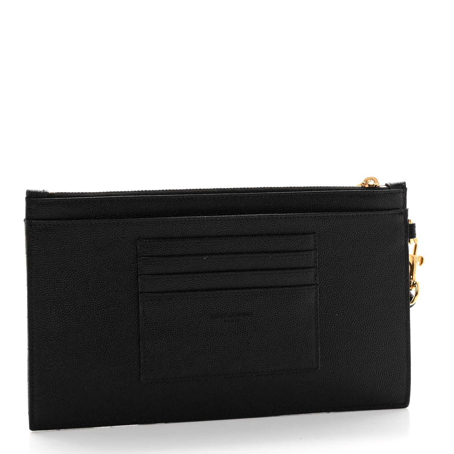 Saint Laurent Grain De Poudre Chevron Monogram Large Bill Pouch Black 3 of 8