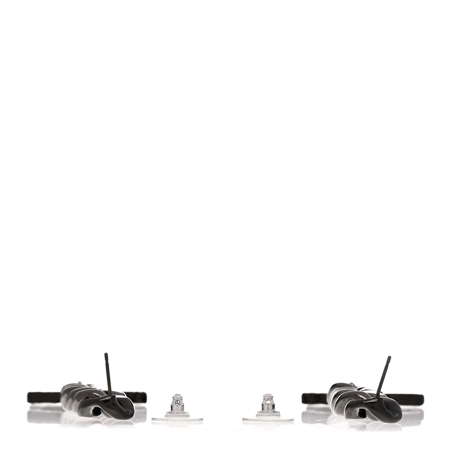 Chanel Metal CC Pick Drop Earrings Ruthenium 3 of 5
