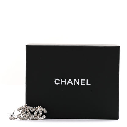 Chanel Baguette Crystal CC Drop Earrings Silver 4 of 4