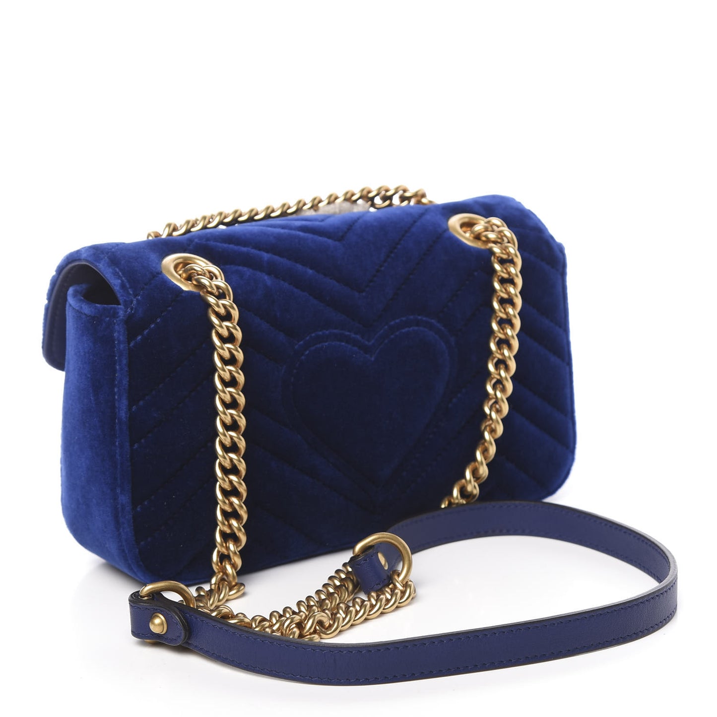 Velvet Matelasse Embroidered Mini GG Marmont Shoulder Bag Cobalt Blue