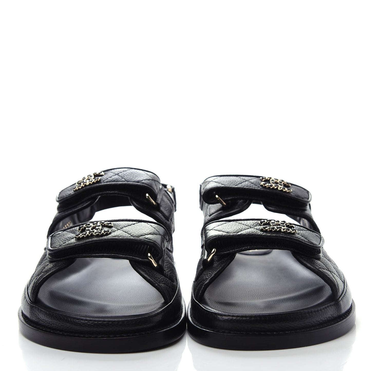 Grained Calfskin Velcro Dad Sandals 36.5 Black