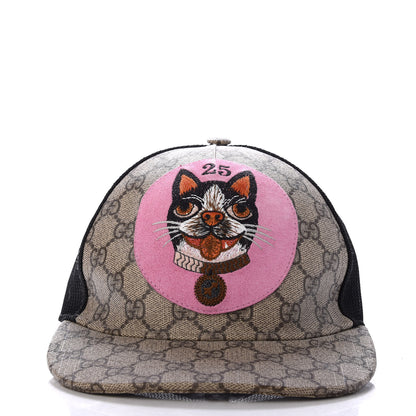 Gucci GG Supreme Monogram Bosco Patch Baseball Hat 56 Beige Malva 6 of 8
