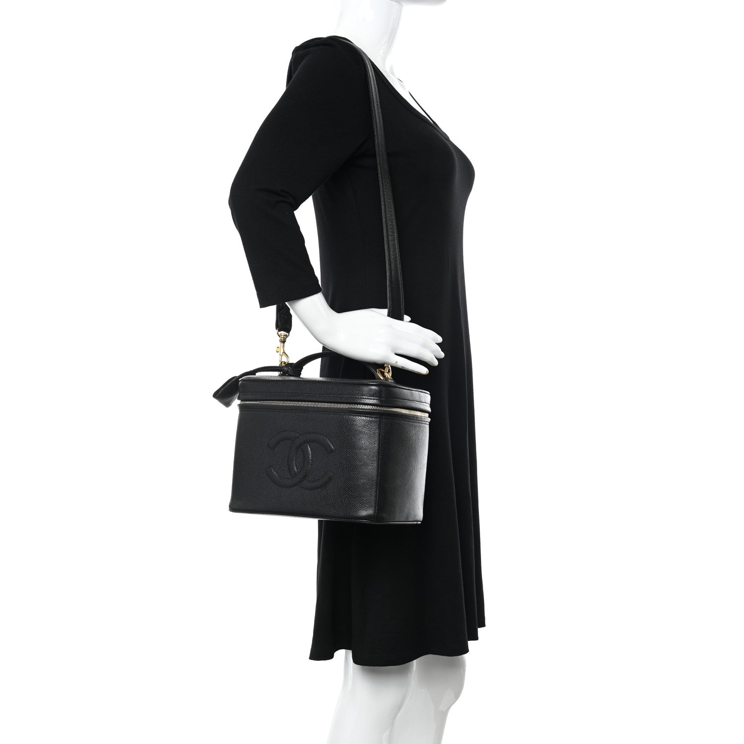 Chanel Caviar CC Vanity Train Case Black 2 of 12
