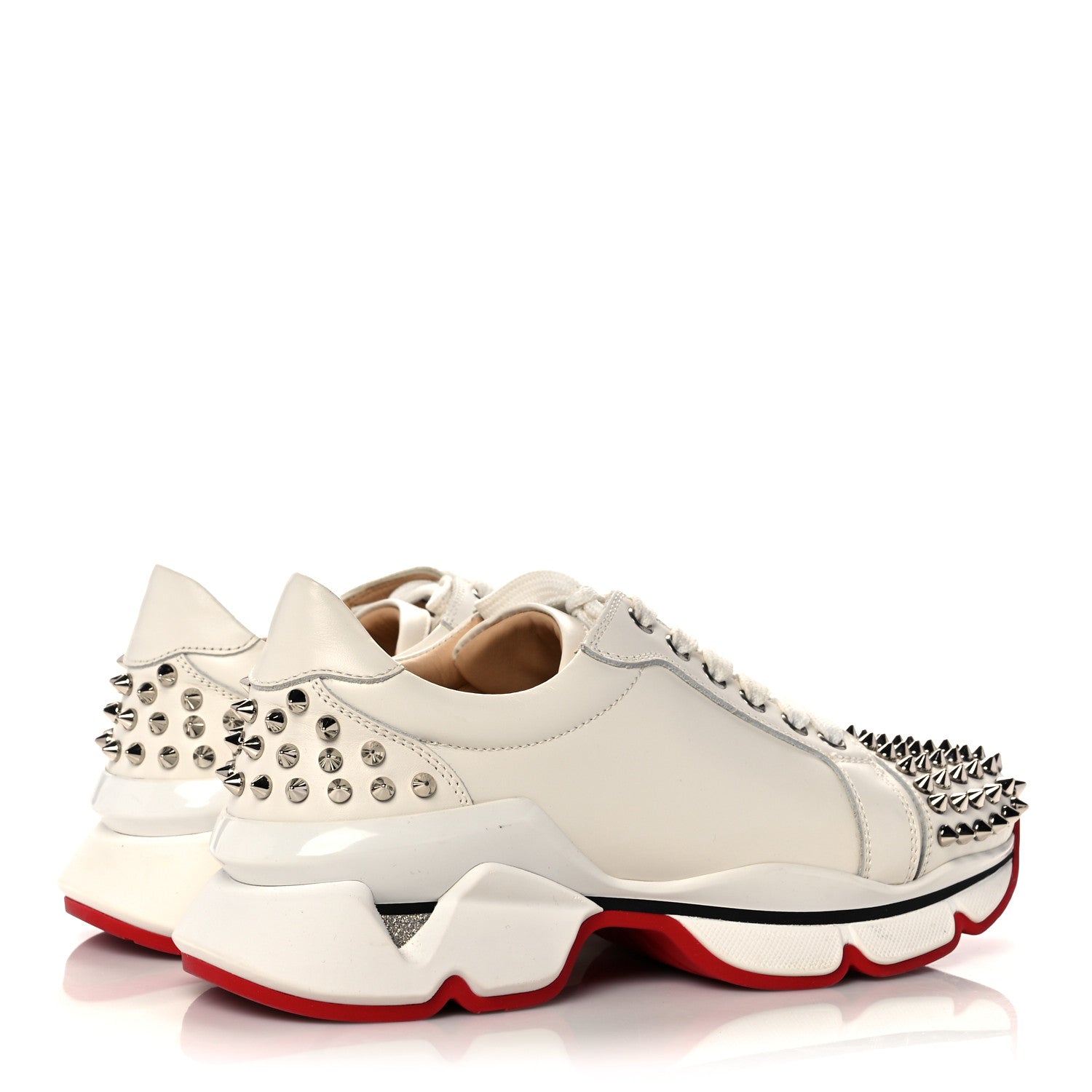 Christian Louboutin Calfskin Spike VRS 2018 Sneakers 37.5 Snow Silver 5 of 12