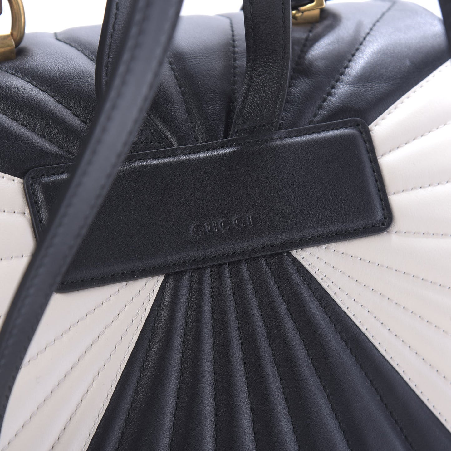 Calfskin Bamboo Trapuntata Queen Margaret Backpack Mystic White Black