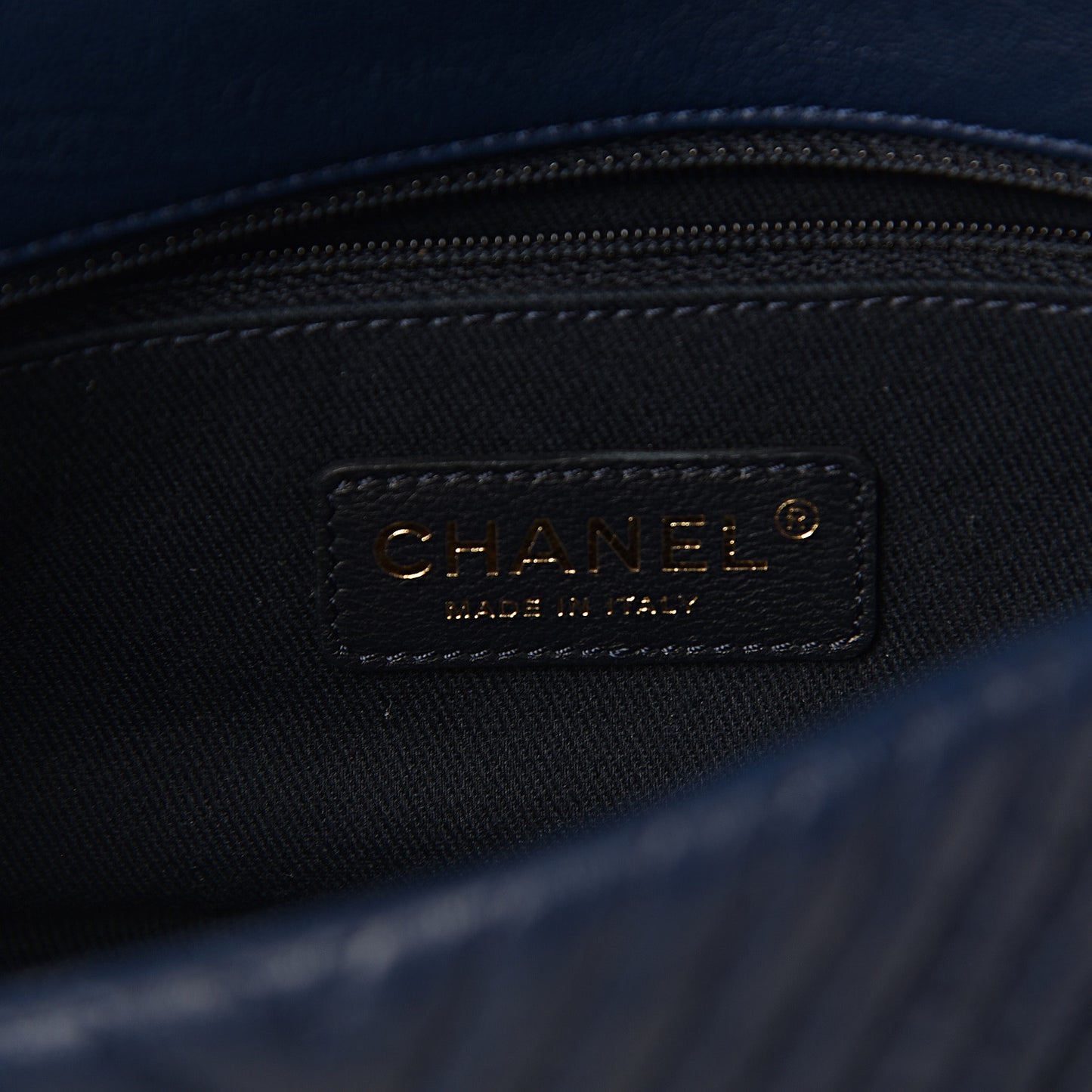 Lambskin Chevron Quilted Small Flap Navy