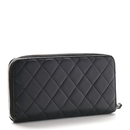 Chanel Lambskin Quilted Large Gusset Zip Around Wallet Black 3 of 11