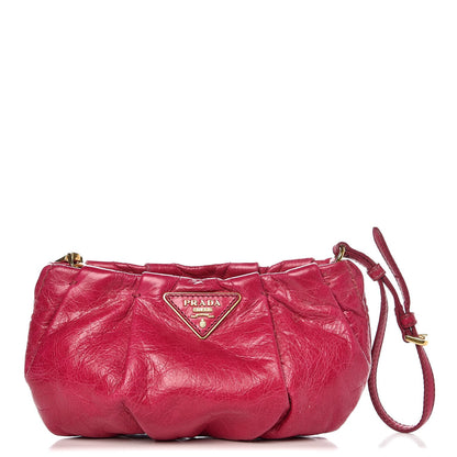 Prada Vitello Shine Mordore Wristlet Clutch Ibisco 1 of 7