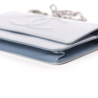 Chanel Caviar Timeless CC Wallet On Chain WOC Light Blue 11 of 12