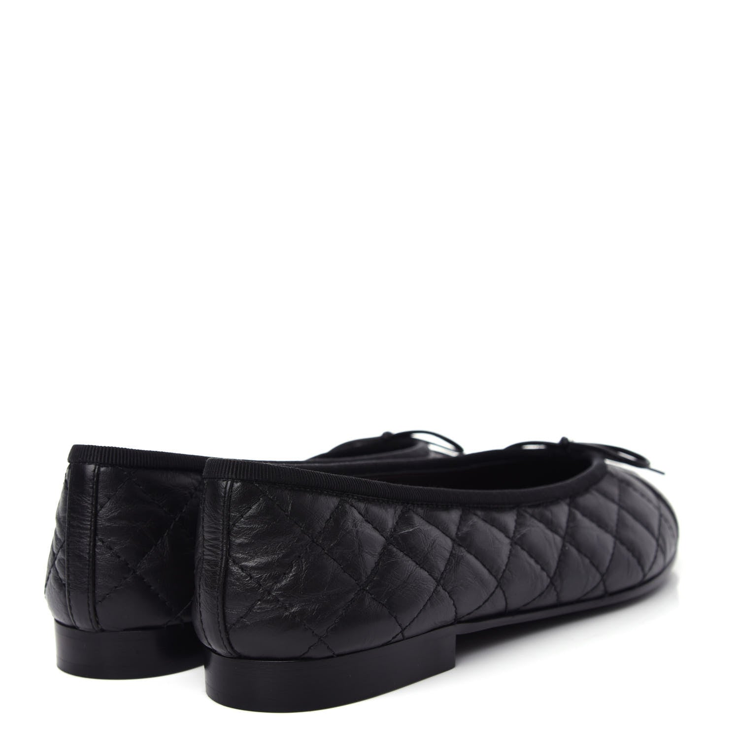 Chanel Aged Calfskin Quilted Cap Toe Ballerina Flats 39.5 Black 4 of 11