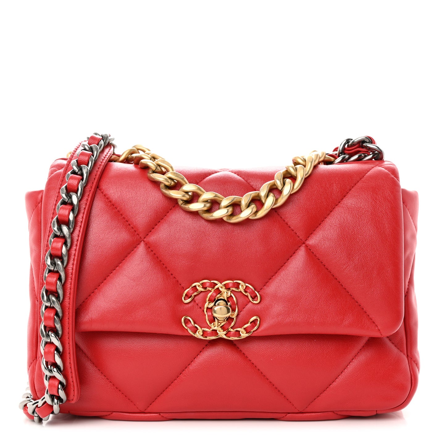Goatskin Quilted Medium Chanel 19 Flap Red