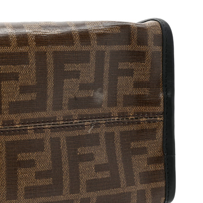 Fendi Glazed Fabric Vitello Century FF 1974 Stamp Patch Mini Peekaboo Defender Cover Mogano Panna Black 10 of 10